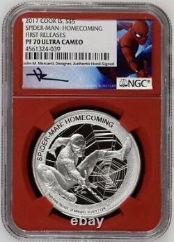 2017 Cook Islands $5 Proof Spider-man Homecoming Silver Ngc Pf70ucam 3,942/5000