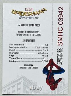 2017 Cook Islands $5 Proof Spider-man Homecoming Silver Ngc Pf70ucam 3,942/5000