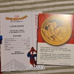 2017 Cook Islands $5 Spider-Man Homecoming 1oz. 999 Silver Proof Coin