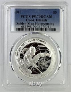 2017 Cook Islands $5 SpiderMan Homecoming 1oz Silver PCGS PR70 DCAM
