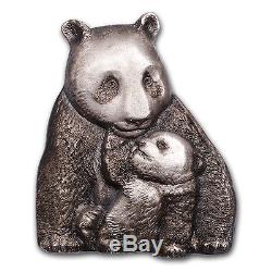 2017 Cook Islands 88 gram Silver Antique Finish Lucky Panda SKU #114944