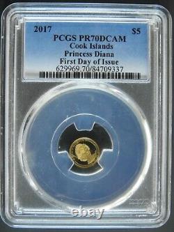 2017 Cook Islands Gold $5 Princess Diana FDOI PCGS PR70DCAM RGUTH006/012