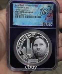 2017 Cook Islands Henrik Lundqvist 1oz. 9999 NGC Proof PR68 NHL Hockey 1000 made