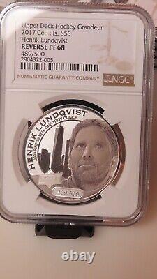 2017 Cook Islands Henrik Lundqvist UpperDeck 1oz. 9999 NGC Proof PR68 NHL Hockey