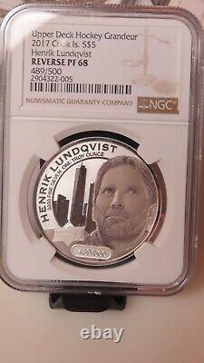 2017 Cook Islands Henrik Lundqvist UpperDeck 1oz. 9999 NGC Proof PR68 NHL Hockey