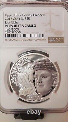 2017 Cook Islands Jack Eichel Upper Deck 1oz. 9999 AG NGC Proof PR69 NHL Hockey