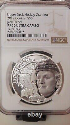 2017 Cook Islands Jack Eichel Upper Deck 1oz. 9999 AG NGC Proof PR69 NHL Hockey