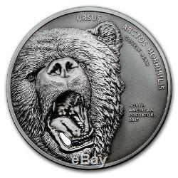 2017 Cook Islands North American Predators Grizzly Bear 2 oz. 999 Silver Coin