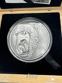 2017 Cook Islands North American Predators, Grizzly Bear 2oz. 999 silver