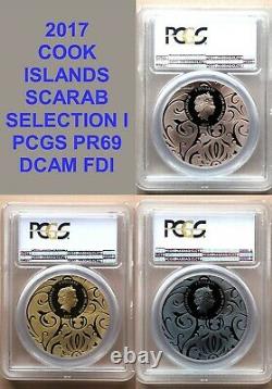 2017 Cook Islands Scarab Proof Set PCGS PR69 Selection I Silver 3 x 1 oz