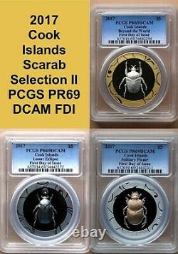 2017 Cook Islands Scarab Proof Set PCGS PR69 Selection II Silver 3 x 1 oz