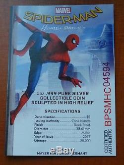 2017 Cook Islands Silver Spiderman Homecoming Pcgs Pr70 Dcam First Day Issue Fdi