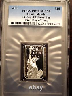 2017 Cook Islands Statue Of Liberty 2 Oz. 999 Silver Pcgs Proof 70 Dcam