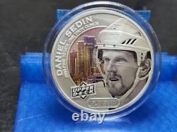 2017 Cook Islands Upper Deck Colorized Daniel Sedin 1 Oz Silver Round 2549