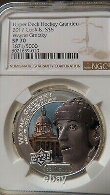 2017 Cook Islands Wayne Gretzky / Upper Deck. 9999 coin NGC SP Specimen 70 POP 5