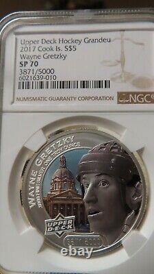 2017 Cook Islands Wayne Gretzky / Upper Deck. 9999 coin NGC SP Specimen 70 POP 5