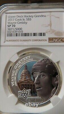 2017 Cook Islands Wayne Gretzky / Upper Deck. 9999 coin NGC SP Specimen 70 POP 5