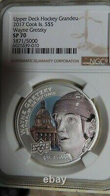 2017 Cook Islands Wayne Gretzky / Upper Deck. 9999 coin NGC SP Specimen 70 POP 5