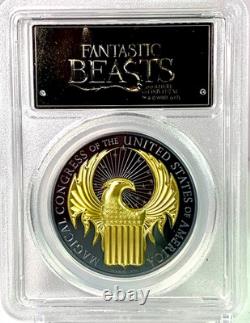 2017 FANTASTIC BEASTS 1 oz Black Pure Silver Proof Gilt Coin PCGS PR70DCAM FS