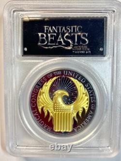 2017 FANTASTIC BEASTS 1 oz Black Pure Silver Proof Gilt Coin PCGS PR70DCAM FS