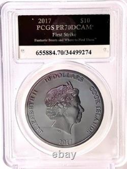 2017 FANTASTIC BEASTS 1 oz Black Pure Silver Proof Gilt Coin PCGS PR70DCAM FS
