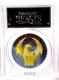 2017 FANTASTIC BEASTS 1 oz Black Pure Silver Proof Gilt Coin PCGS PR70DCAM FS