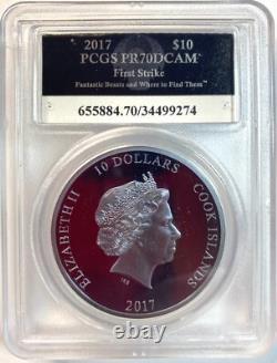 2017 FANTASTIC BEASTS 1 oz Black Pure Silver Proof Gilt Coin PCGS PR70DCAM FS