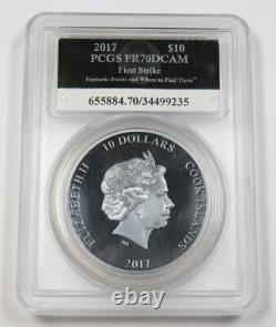 2017 PCGS PR70 DCAM COOK ISLANDS Silver Fantastic Beasts $10 Coin #33977A