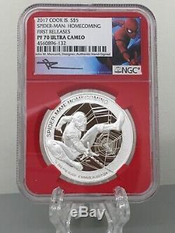 2017 Proof Silver Spiderman Ngc Pf70 Mercanti First Releases Cook Islands 1 Oz