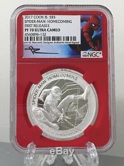 2017 Proof Silver Spiderman Ngc Pf70 Mercanti First Releases Cook Islands 1 Oz