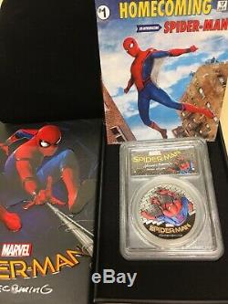 2017 SpiderMan Homecoming 1oz. 999 Black Proof Silver Coin PCGS PR-70 DCAM 25K