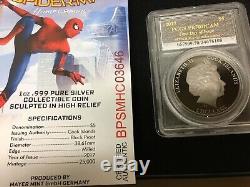 2017 SpiderMan Homecoming 1oz. 999 Black Proof Silver Coin PCGS PR-70 DCAM 25K