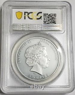 2018 1 Oz Silver $5 Cook Islands Animals BALD EAGLE PCGS MS69 FDOI Antiqued Coin