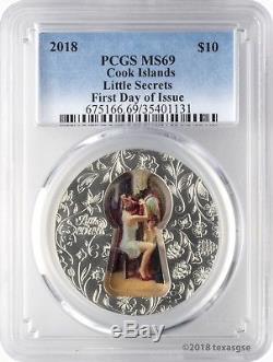 2018 $10 Cook Islands Little Secrets 2oz. 999 Silver Coin PCGS MS69 FD
