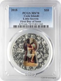2018 $10 Cook Islands Little Secrets 2oz. 999 Silver Coin PCGS MS70 FD