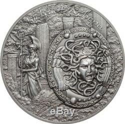 2018 2 Oz Silver $10 SHIELD OF ATHENA Aegis Mythology Ultra HighRelief Coins