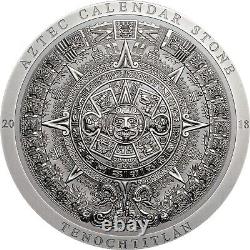 2018 20$ Archeology Symbolism AZTEC CALENDAR STONE MS70 FDOI 3 Oz Silver Coin