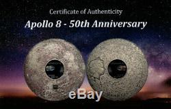 2018 $20 Cook Islands Apollo 8 50th Ann. 3oz Silver Antiqued Coin PCGS MS70 FD