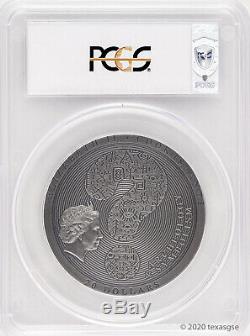 2018 $20 Cook Islands Aztec Calendar Stone 3oz Silver Antiqued Coin PCGS MS70 FD