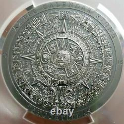 2018 $20 Cook Islands Aztec Calendar Stone 3oz Silver Antiqued Coin PCGS MS70 FD