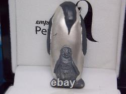 2018 $20 Cook Islands EMPEROR PENGUIN 88g. 999 SILVER Antique Finish Box & COA