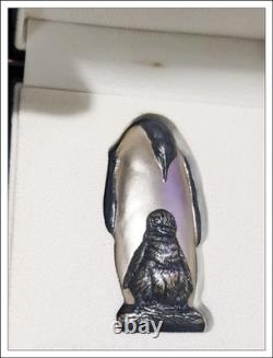 2018 $20 Cook Islands EMPEROR PENGUIN 88g. 999 SILVER Antique Finish Box & COA