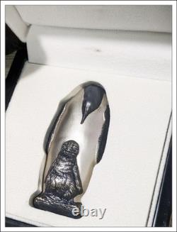 2018 $20 Cook Islands EMPEROR PENGUIN 88g. 999 SILVER Antique Finish Box & COA