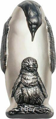 2018 $20 Cook Islands Emperor Penguin 88g. 999 Silver Antique Finish Coin