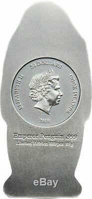 2018 $20 Cook Islands Emperor Penguin 88g. 999 Silver Antique Finish Coin