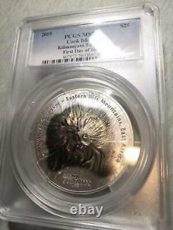 2018 $25 Cook Islands 7 Summits Kilimanjaro 5oz. 999 Silver Coin PCGS MS70 FD