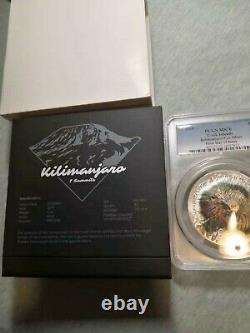 2018 $25 Cook Islands 7 Summits Kilimanjaro 5oz. 999 Silver Coin PCGS MS70 FD