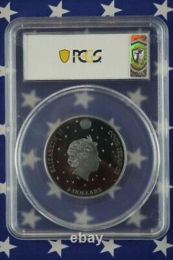 2018 $5 Cook Island 1oz. 999 Silver Black Proof Eagle Owl PCGS PR70 FDI COA+Box