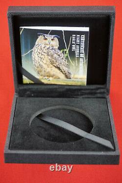 2018 $5 Cook Island 1oz. 999 Silver Black Proof Eagle Owl PCGS PR70 FDI COA+Box