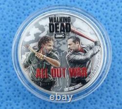 2018 AMC Walking Dead 1oz. 999 Fine Silver Cook Islands $2 Coin, Rick vs Negan